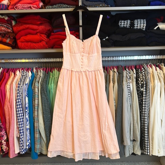 Commense pink tie back lined midi dress size XS NWT - Picture 1 of 3